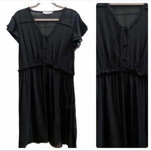 NWT Frame $295 Black Sheer dress with black slip dress underneath Size S